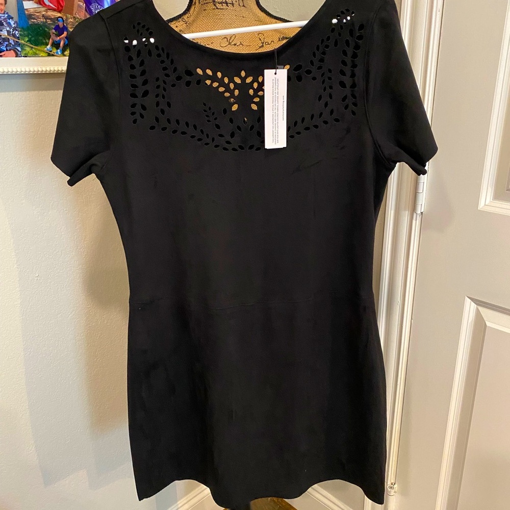 Black Faux Suade Dress